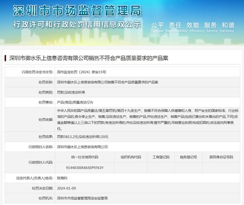 深圳市御水樂上信息咨詢銷售不符合產品質量要求的產品案